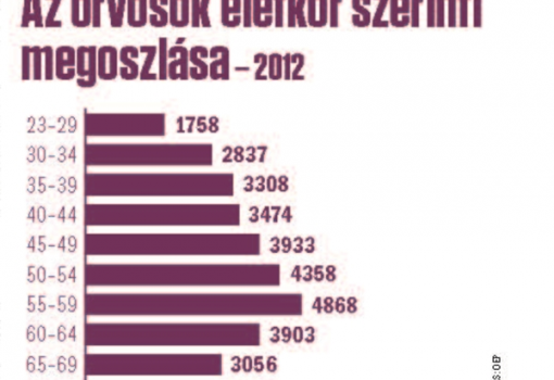 <h1>Az orvosok életkor szerinti megoszlása 2012-ben - Forrás: OEP</h1>-