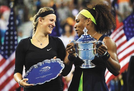 <h1>Azarenka (balra) és Williams a tavalyi finálé után (Fotó: Profimedia)</h1>-